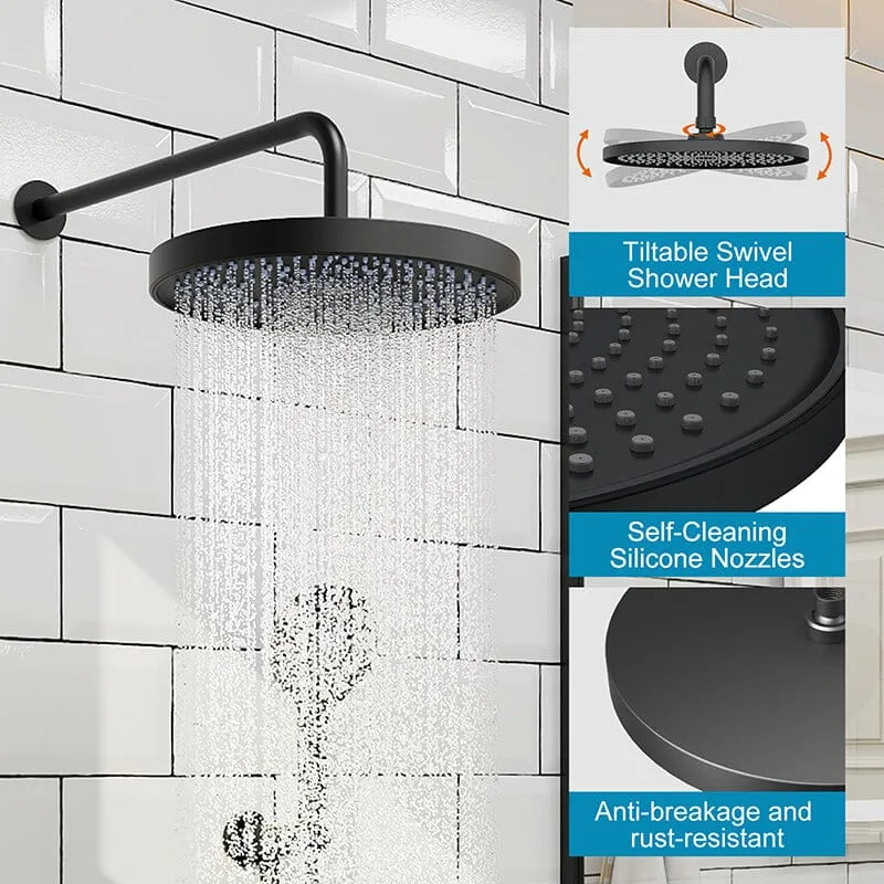 10" Wall Mount Round Shower Set with Head Shower & Hand Shower Combo Set