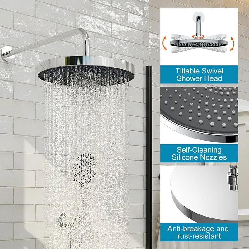 10" Wall Mount Round Shower Set with Head Shower & Hand Shower Combo Set