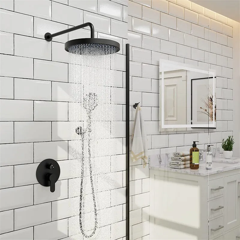 10" Wall Mount Round Shower Set with Head Shower & Hand Shower Combo Set