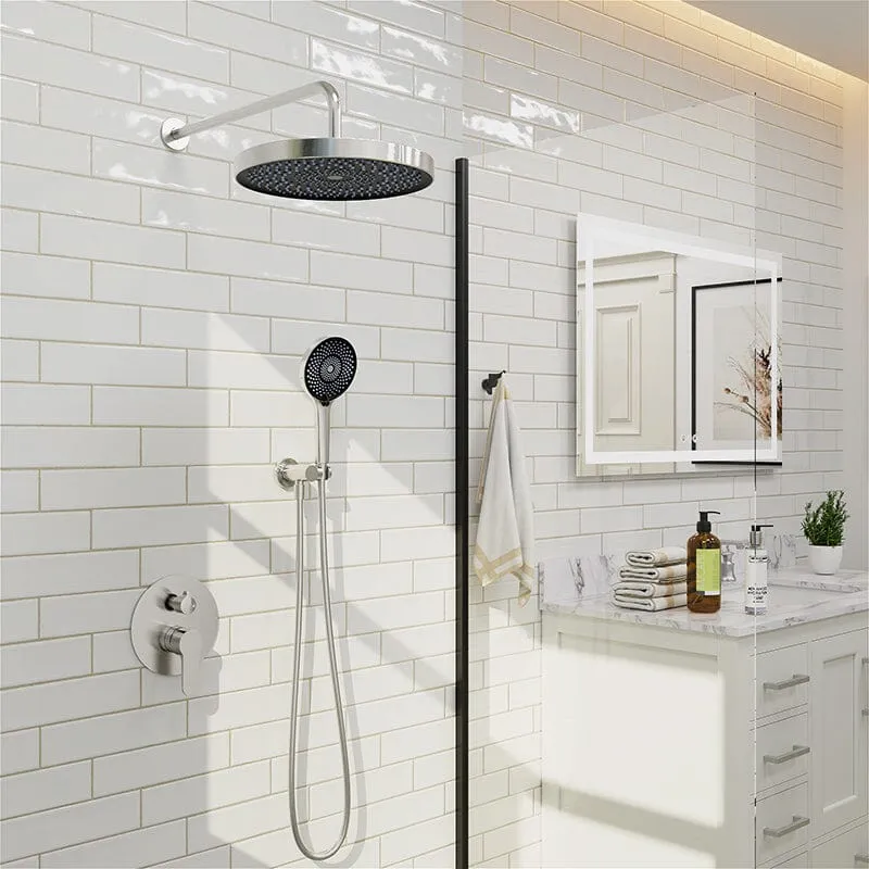 10" Wall Mount Round Shower Set with Head Shower & Hand Shower Combo Set