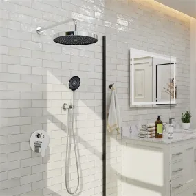 10" Wall Mount Round Shower Set with Head Shower & Hand Shower Combo Set