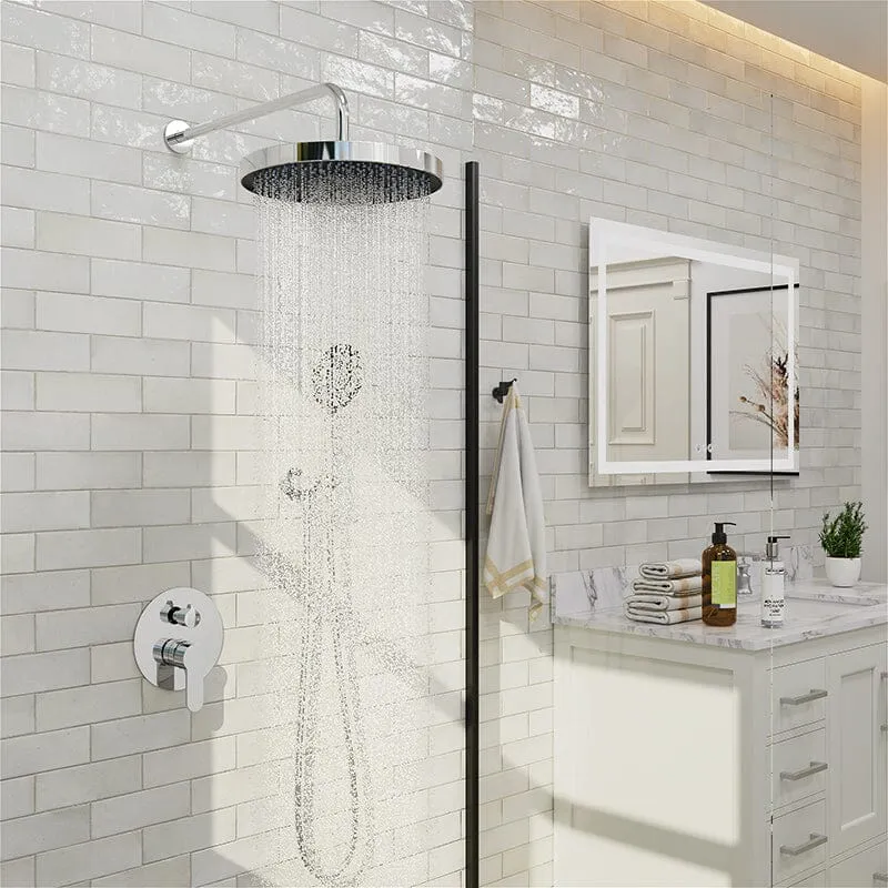 10" Wall Mount Round Shower Set with Head Shower & Hand Shower Combo Set