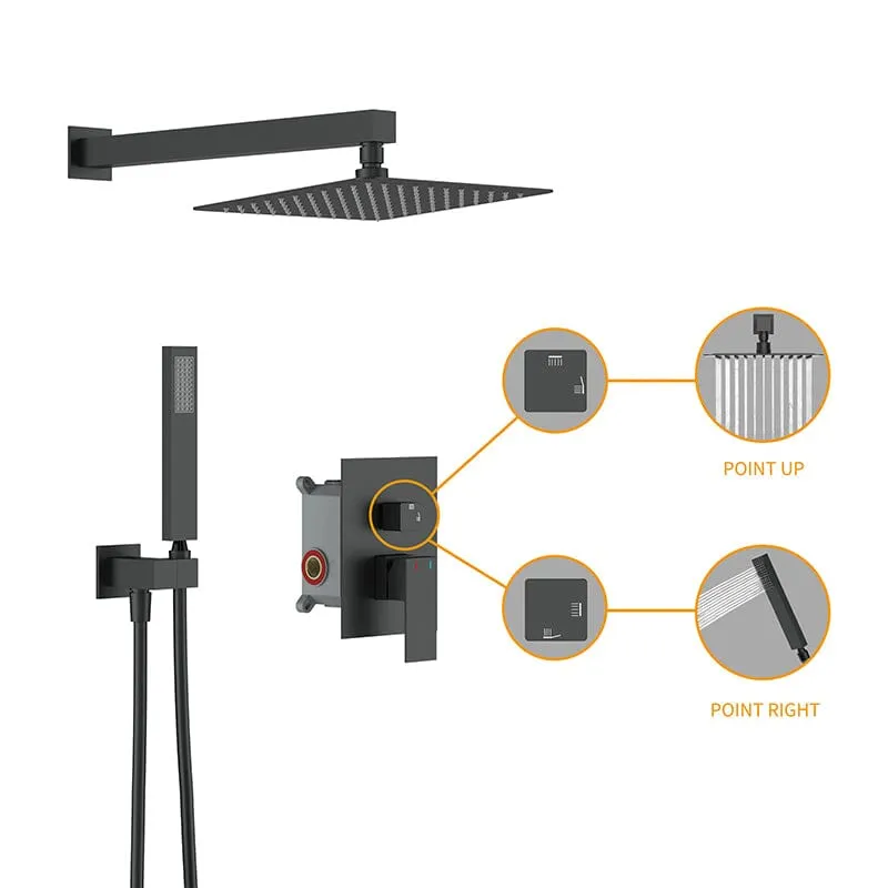 10" Wall Mount Square Shower Systems with Head Shower & Hand Shower Combo Set