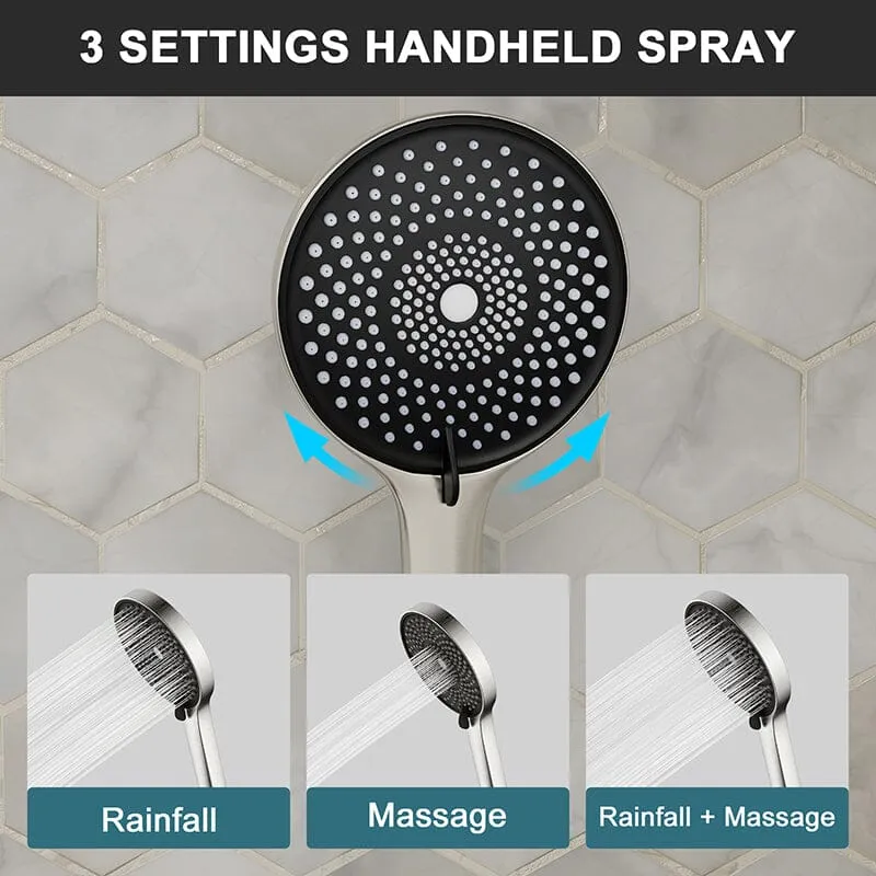 12" Ceiling Mount Round Shower Systems with Head Shower & Hand Shower Combo Set