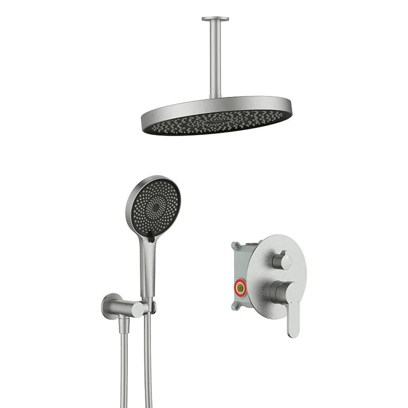 12" Ceiling Mount Round Shower Systems with Head Shower & Hand Shower Combo Set