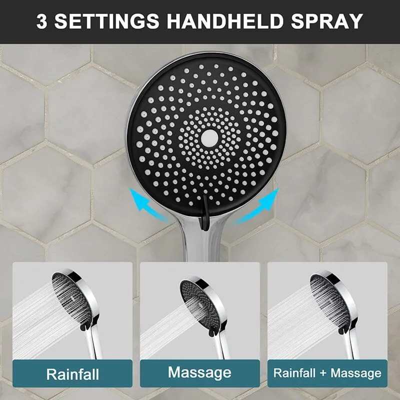 12" Ceiling Mount Round Shower Systems with Head Shower & Hand Shower Combo Set