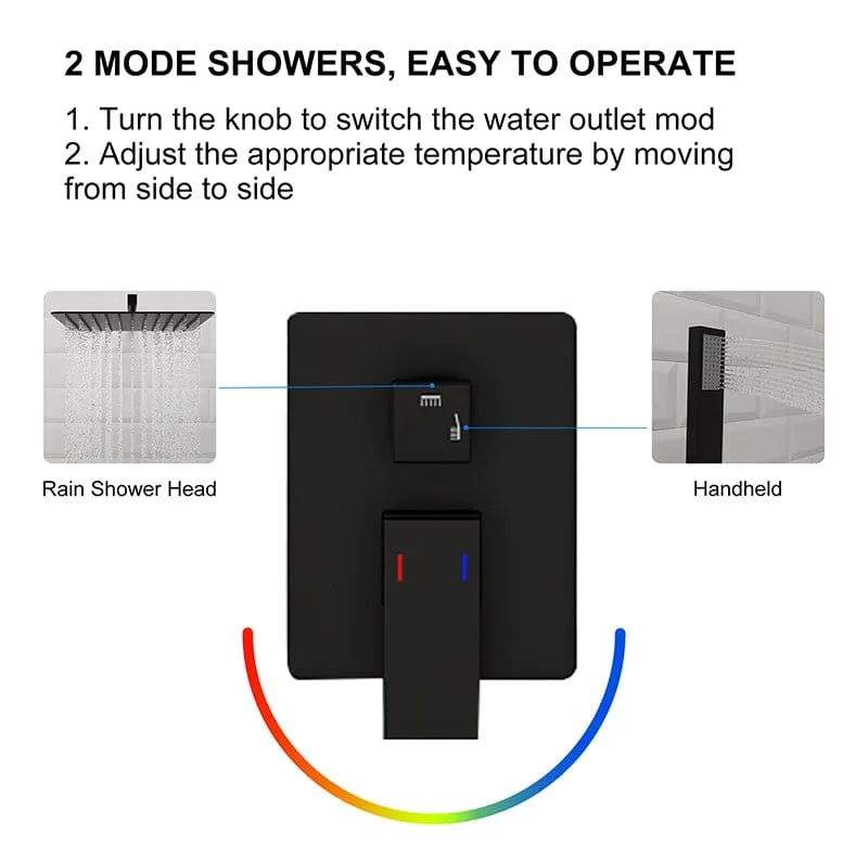 12" Square Shower Set with Hand Shower & Tub Spout Shower Combo Set