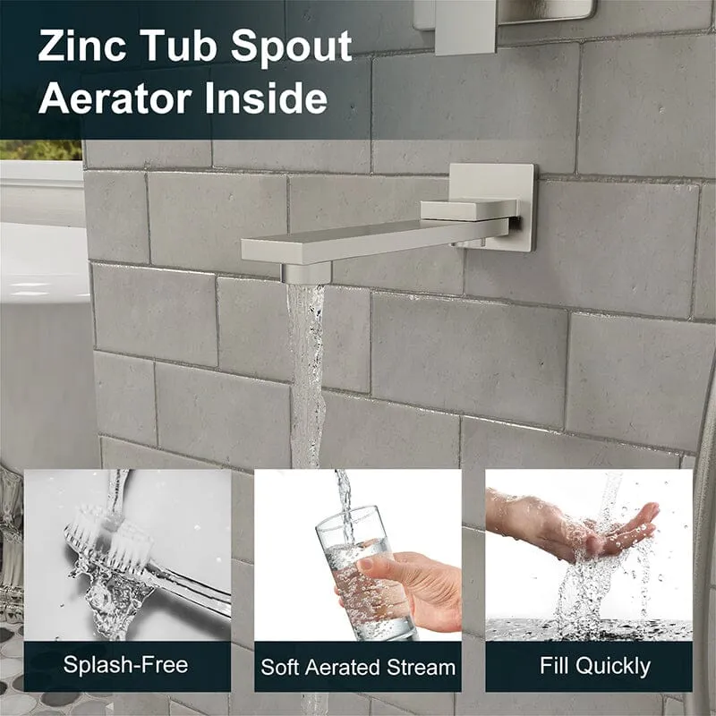 12" Square Shower Set with Hand Shower & Tub Spout Shower Combo Set