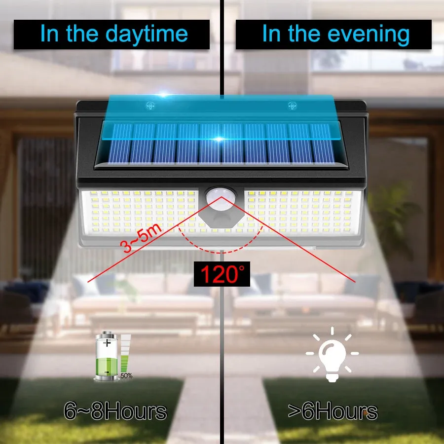 190led Solar Led Light Outdoor Garden Decoration Wall Lamp With 4 Mode IP65 Waterproof Solar Motion Sensor Light For Yard Door