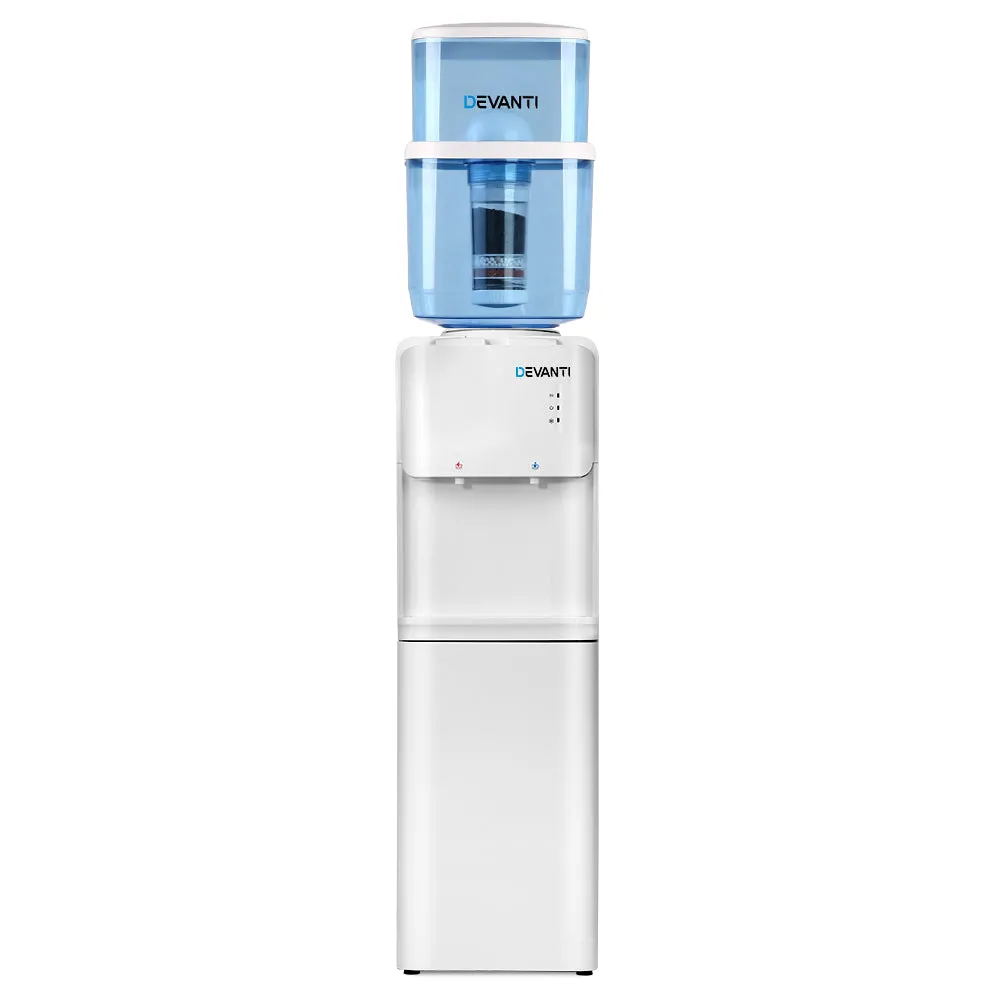 22L White Water Cooler Dispenser, Dual Taps, Hot/Cold - Devanti