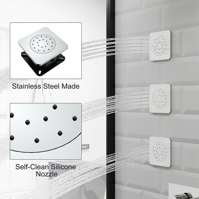 23'' Wall Mounted Waterfall Rain Shower System With 3 Body Sprays & Hand Shower