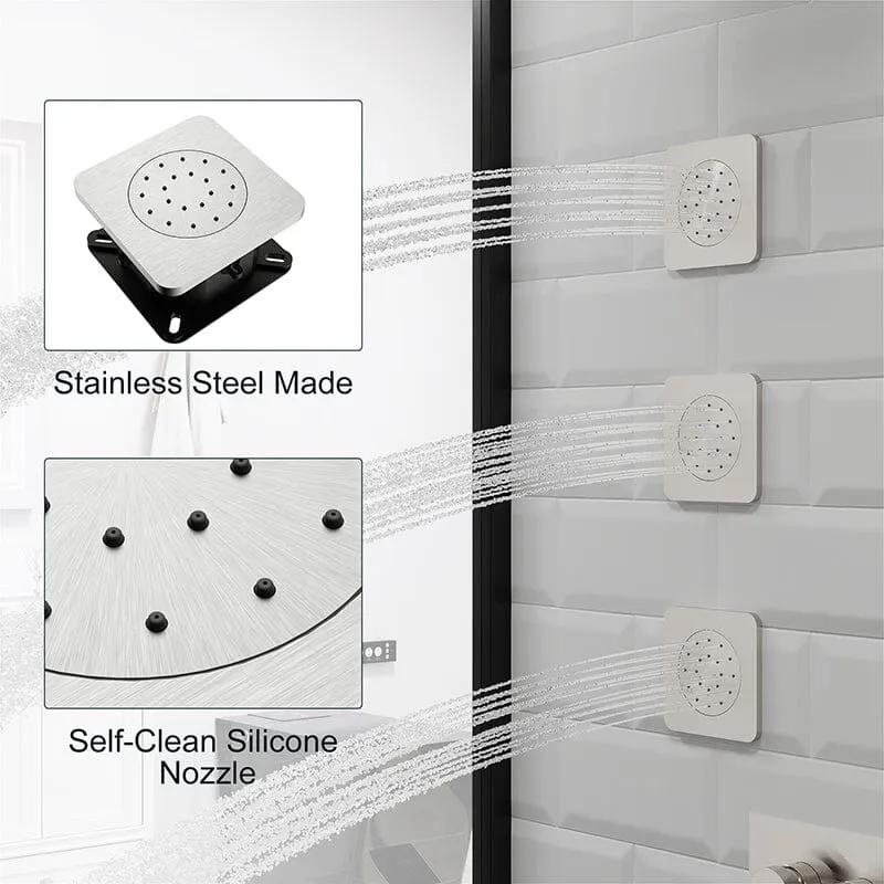 23'' Wall Mounted Waterfall Rain Shower System With 3 Body Sprays & Hand Shower