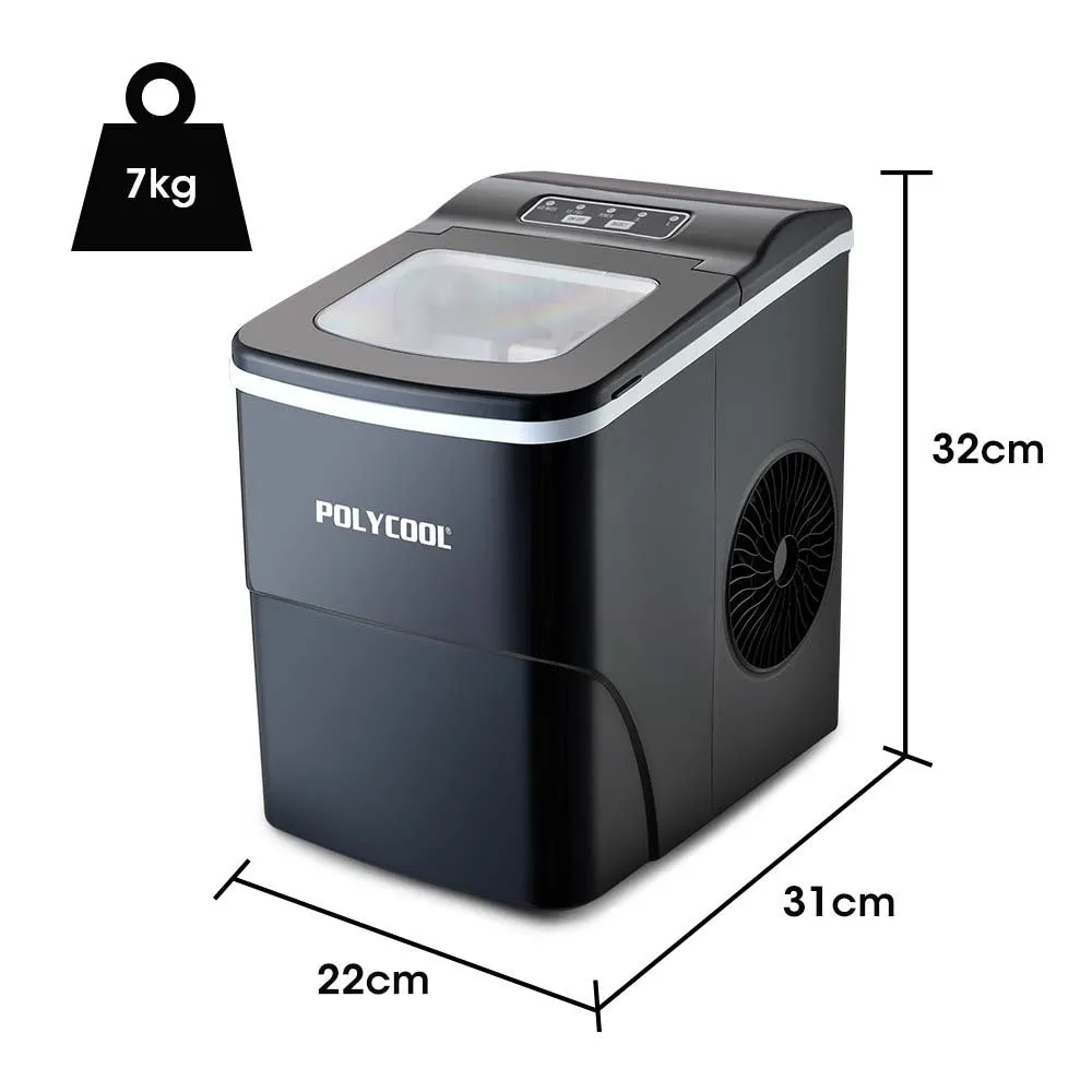 2L Compact Automatic Ice Maker w/ Scoop, Silver - Polycool