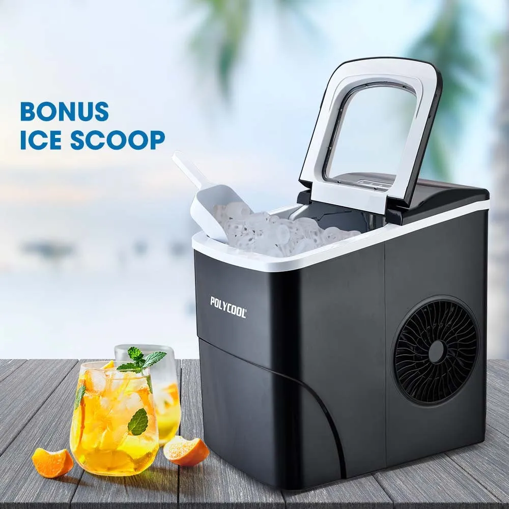 2L Compact Automatic Ice Maker w/ Scoop, Silver - Polycool