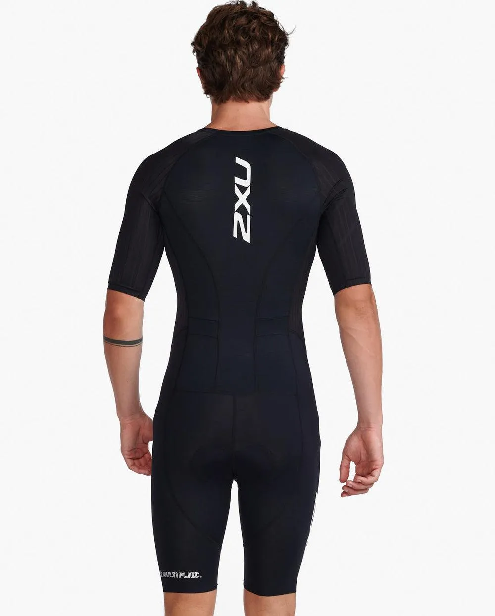 2XU Aero Sleeved Mens Cycling Trisuit (Black/White)