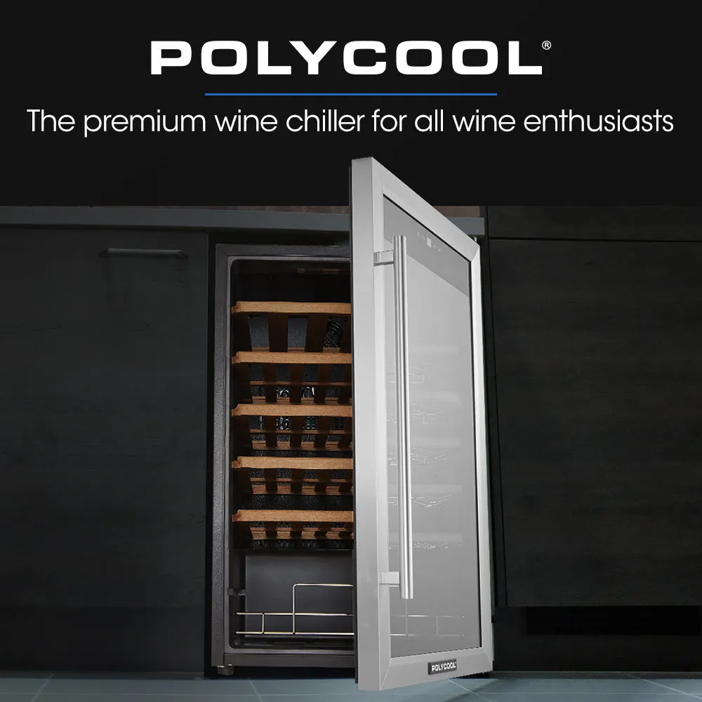 34 Bottle Wine Fridge, UV Protection, Stainless Steel - PolyCool