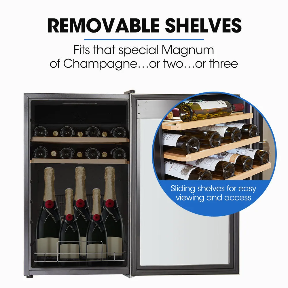 34 Bottle Wine Fridge, UV Protection, Stainless Steel - PolyCool