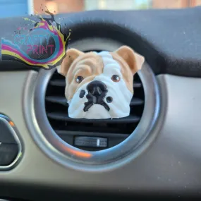 3D Printed English Bulldog Car Air Freshener Vent Clip