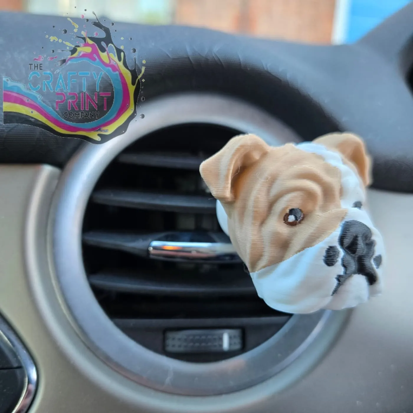 3D Printed English Bulldog Car Air Freshener Vent Clip