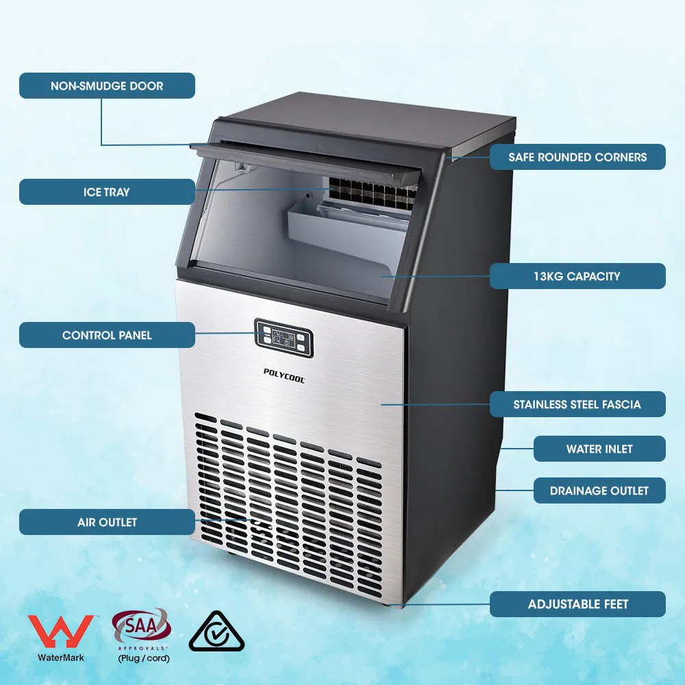 45-65kg Commercial Ice Machine Stainless, LCD, Self-Cleaning