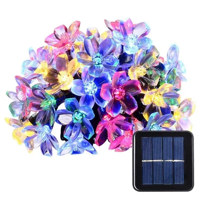 50 LEDS Peach Blossom Flower Solar Lamp 7M Power LED String Fairy Lights Solar Garlands Garden Christmas Decor For Outdoor