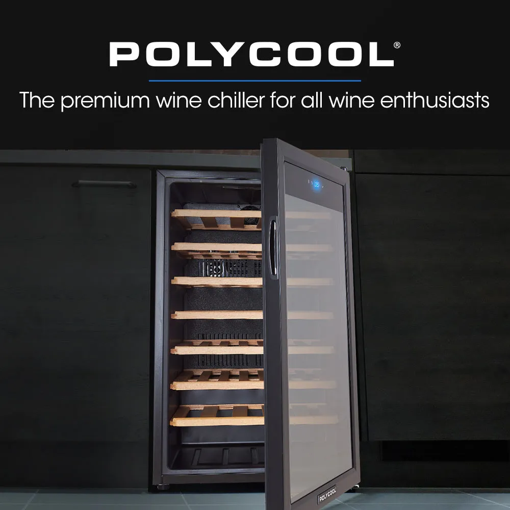 51 Bottle Wine Bar Fridge Compressor, Glass Door, PolyCool