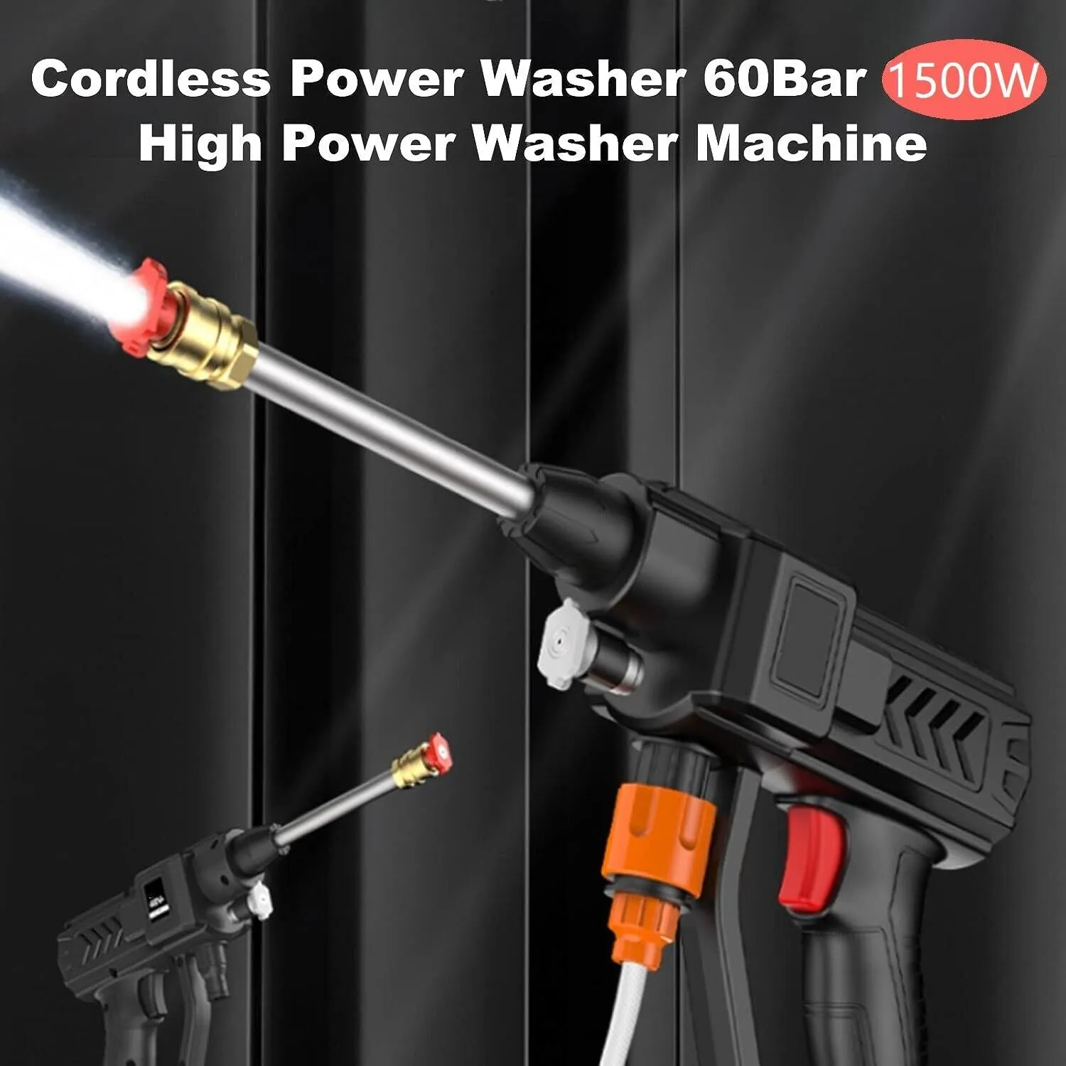 88V Cordless High Pressure Washer Spray Gun Cleaner, 2 Batteries