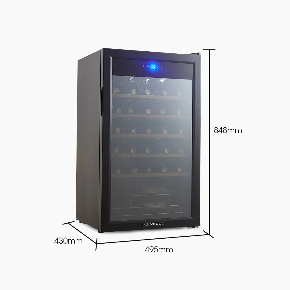 95L 34 Bottle Wine Bar Fridge Compressor, UV Glass PolyCool