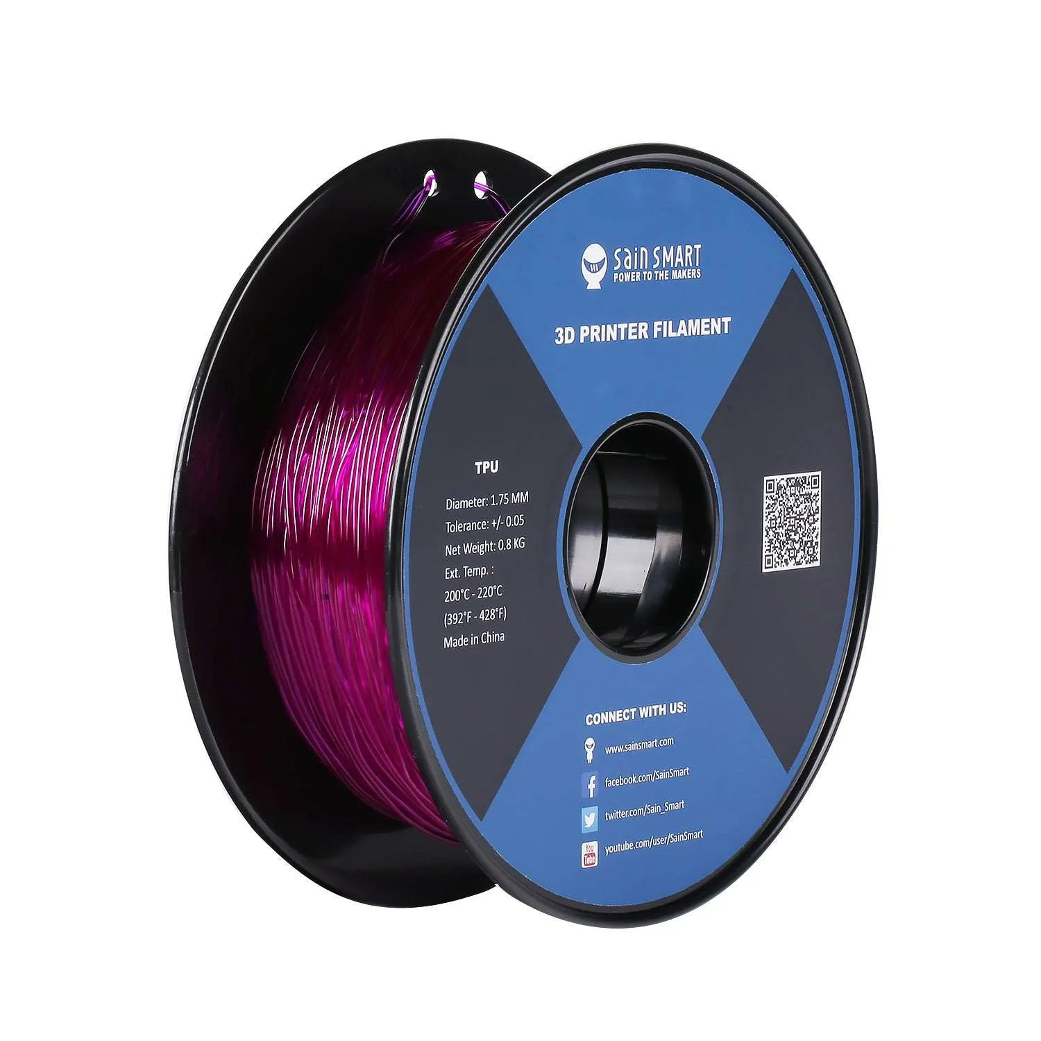 All Colors, TPU Flexible Filament 1.75mm 0.8kg/1.76lb