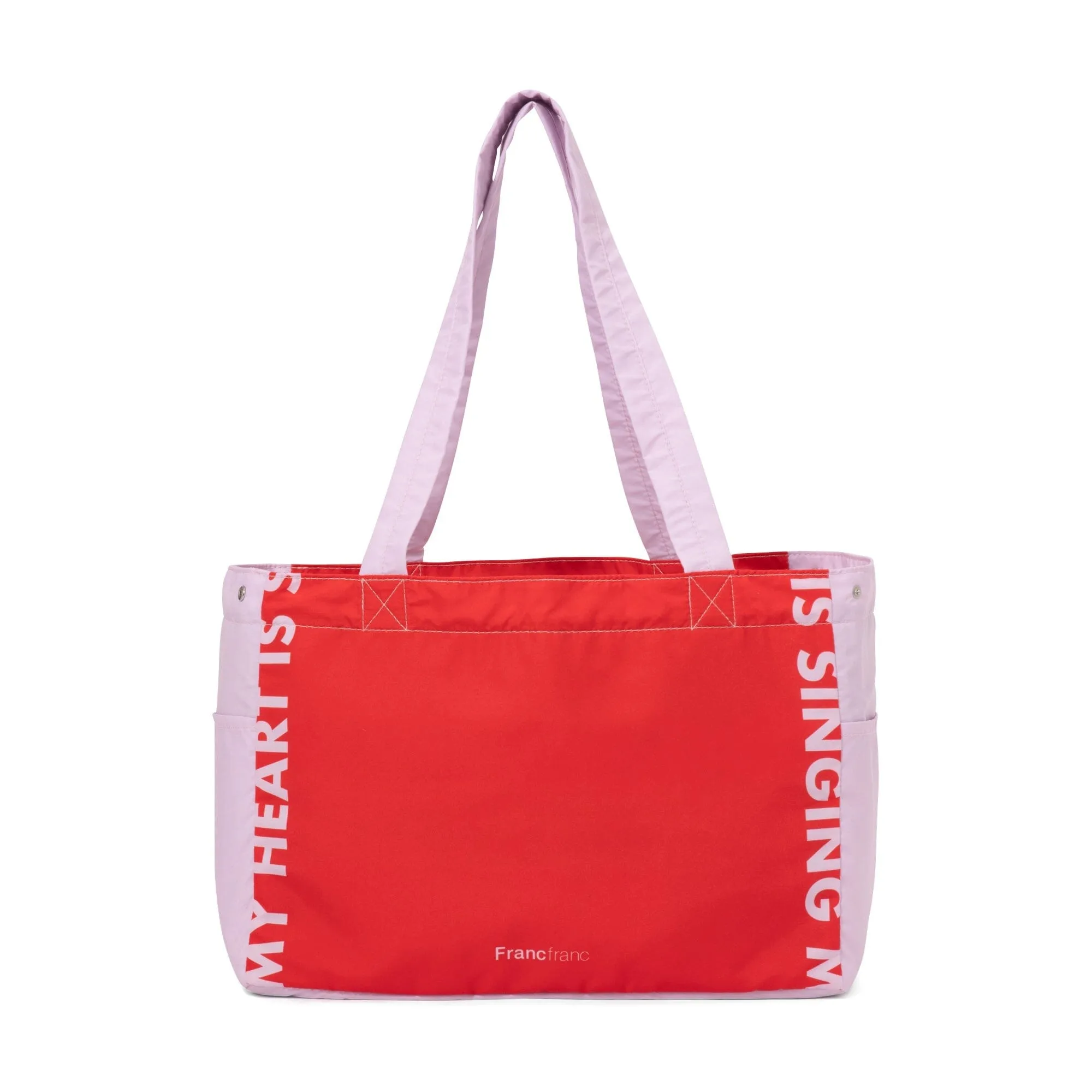 Bicolor Cooler Basket Bag  Red