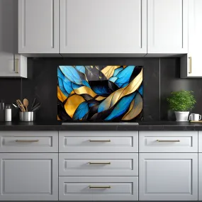 Blue Abstract Waves - Glass Splashback