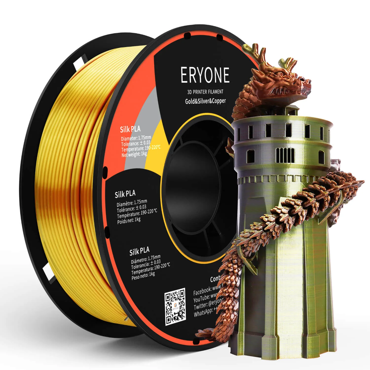 (CA only)Pre-sale- ERYONE All Series PLA 3D Filament 1kg  FREE SHIPPING(MOQ:20 rolls,can mix color)