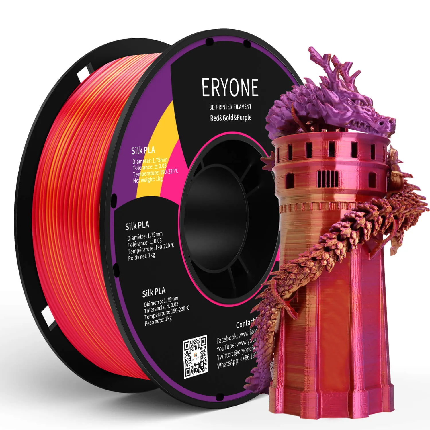 (CA only)Pre-sale- ERYONE All Series PLA 3D Filament 1kg  FREE SHIPPING(MOQ:20 rolls,can mix color)