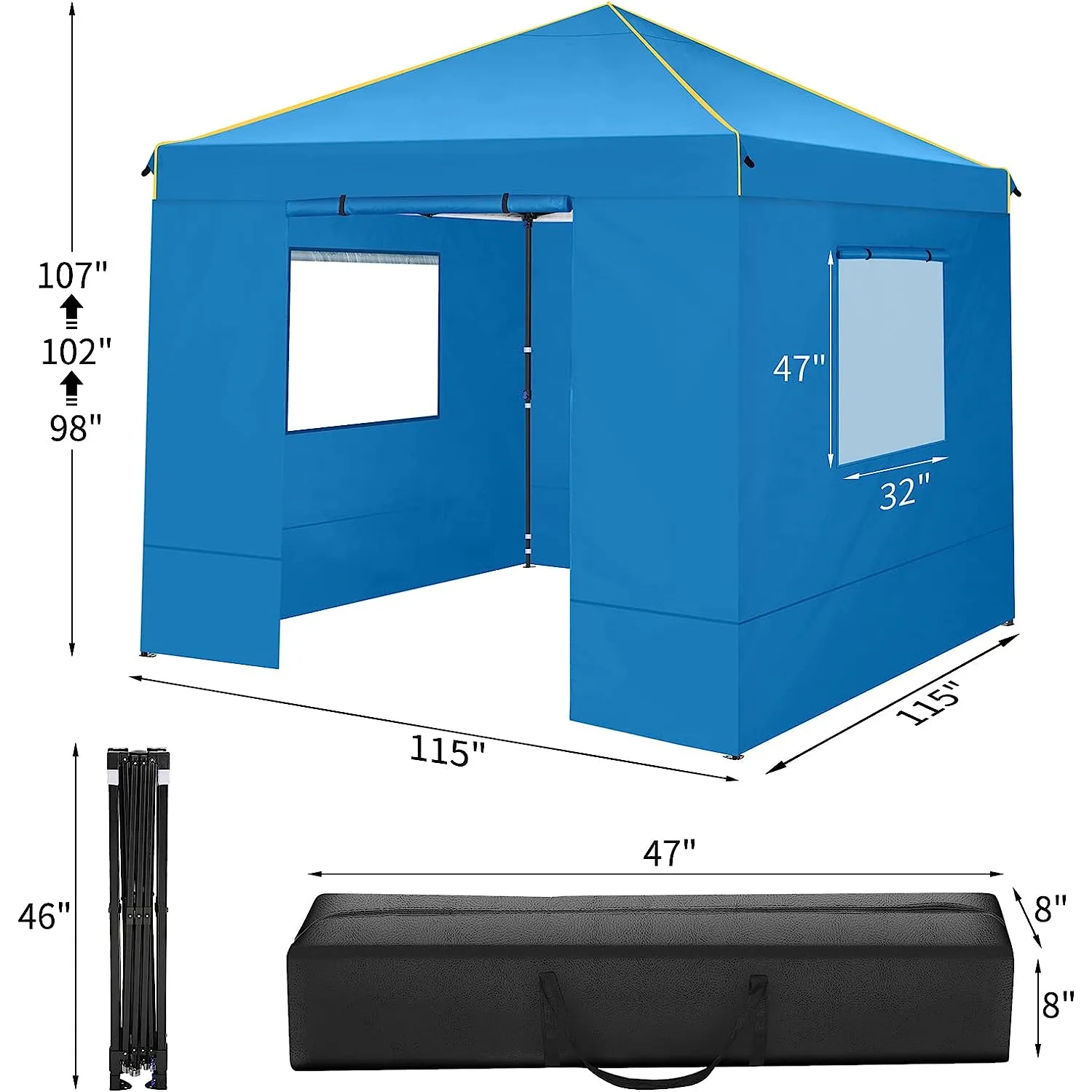 COBIZI 10x10 Pop-Up Outdoor Waterproof  Canopy with 4 Removable Sidewall and Mesh Windows