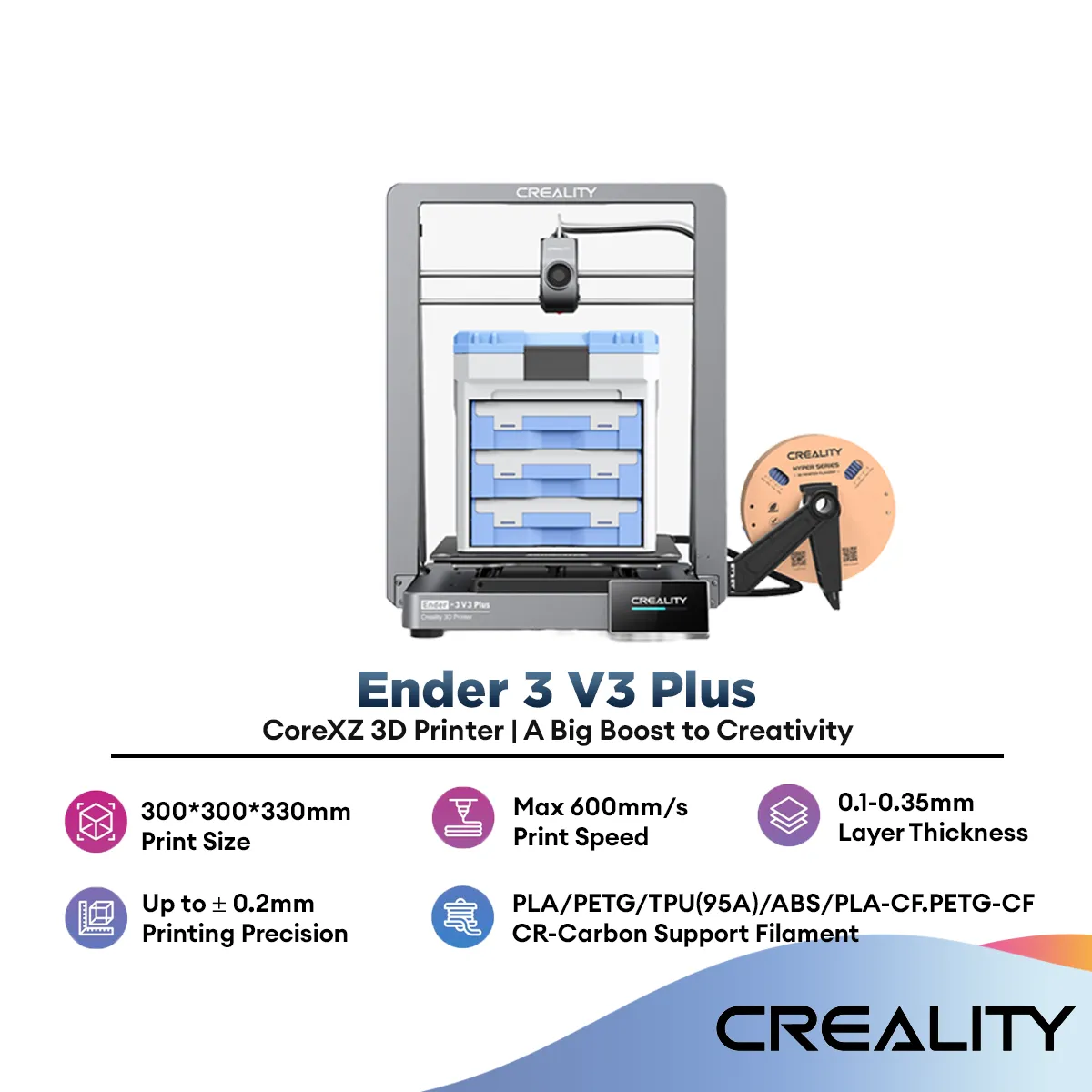 Creality Ender-3 V3 KE / Creality Ender-3 v3 Plus 3D Printer FDM Printer with Plus Print Size, Heavy Duty, Spectacular Speed, Top-notch Performance