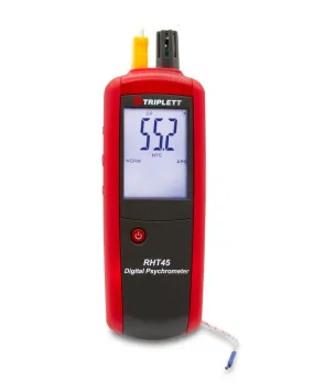 Digital Psychrometer with Type K - Measures Air Temperature, Relative Humidity, Wet Bulb, & Dew Point (RHT45)