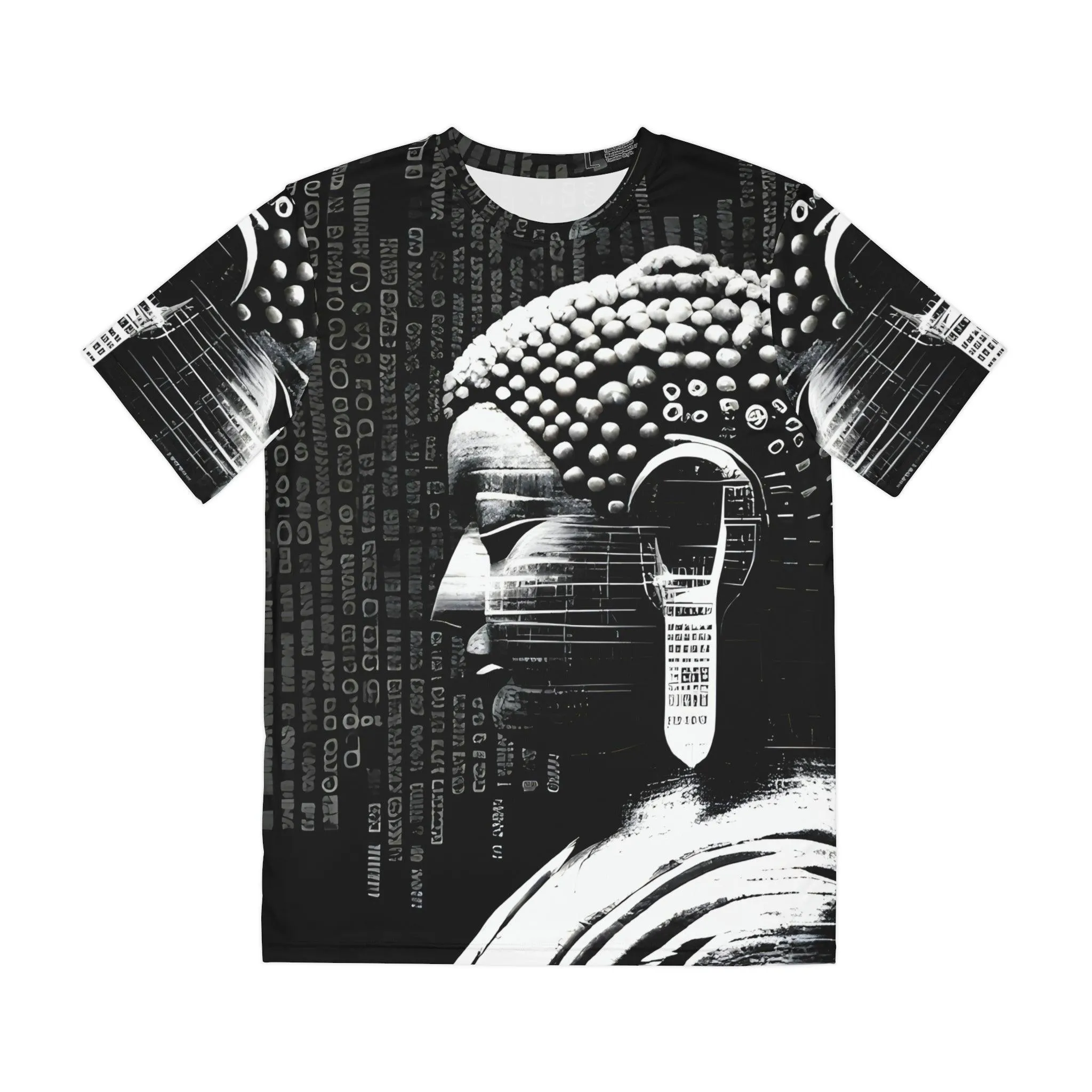 Earpath to Enlightenment -  Buddha Bohdisatva, For Him Polyester Tee Shirt (AOP) - All Over Print - Street Wear - Festival Wear by Meta Zen  v1.1