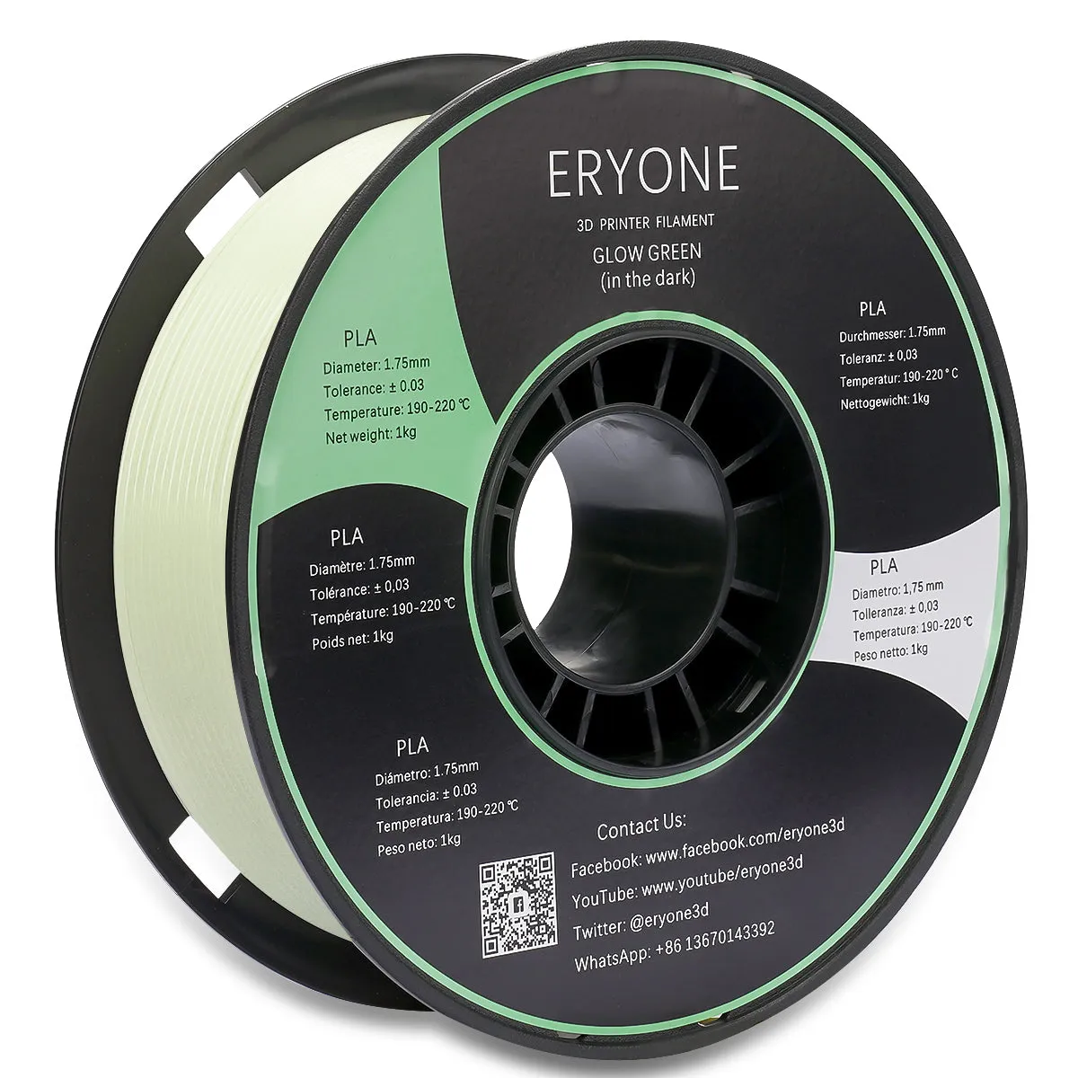 ERYONE Luminous PLA 3D Printer Filament 1.75mm, Dimensional Accuracy  /- 0.05 mm, 1kg (2.2LBS) / Spool