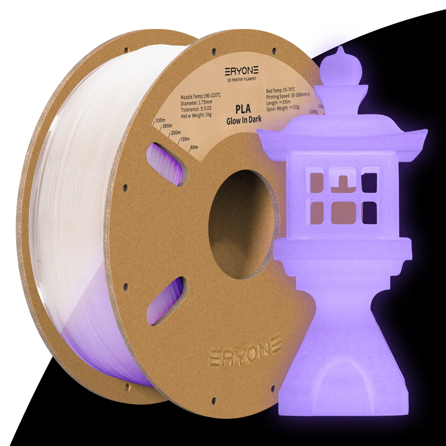 ERYONE Luminous PLA 3D Printer Filament 1.75mm, Dimensional Accuracy  /- 0.05 mm, 1kg (2.2LBS) / Spool