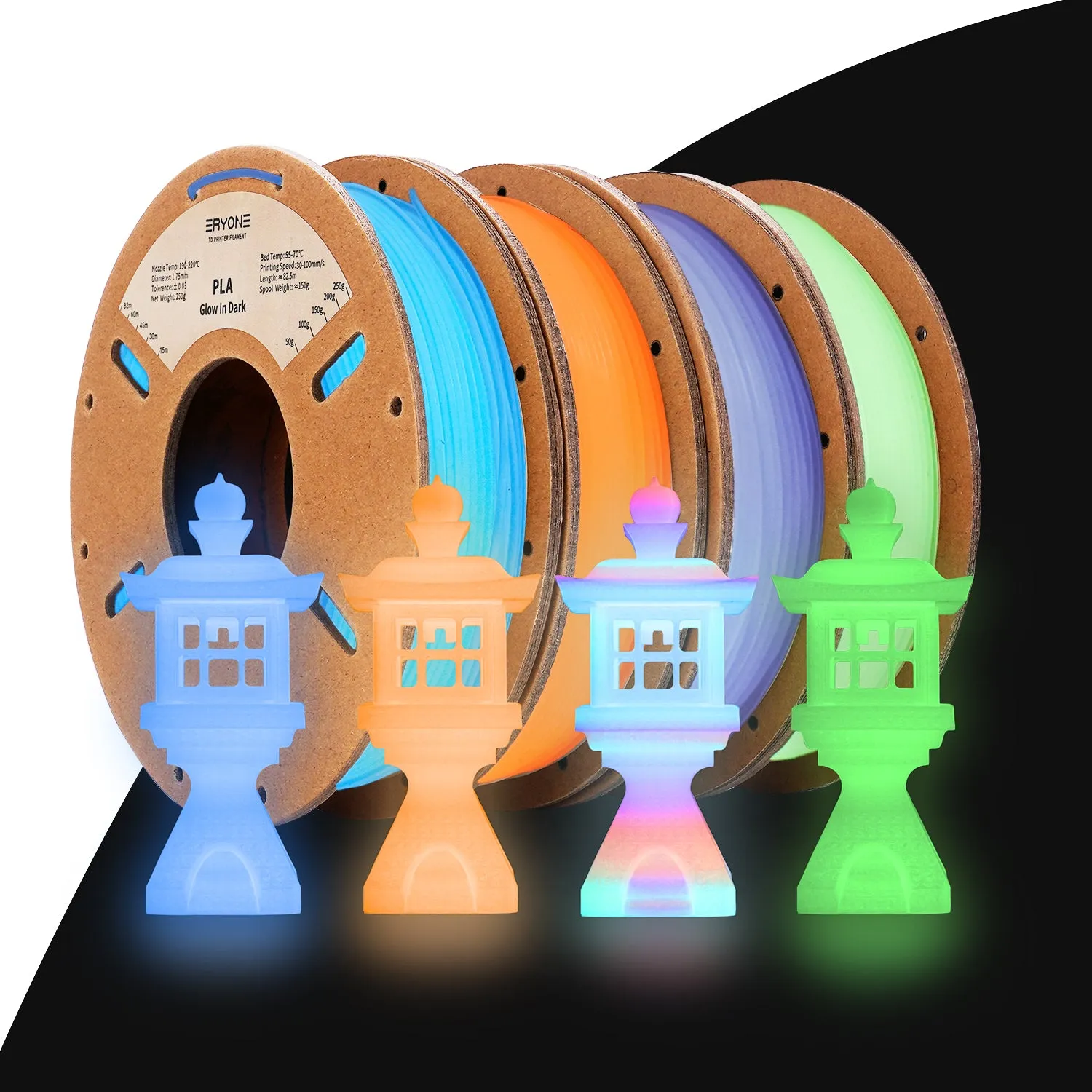 ERYONE Luminous PLA 3D Printer Filament 1.75mm, Dimensional Accuracy  /- 0.05 mm, 1kg (2.2LBS) / Spool