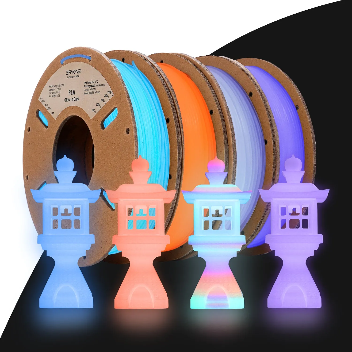 ERYONE Luminous PLA 3D Printer Filament 1.75mm, Dimensional Accuracy  /- 0.05 mm, 1kg (2.2LBS) / Spool