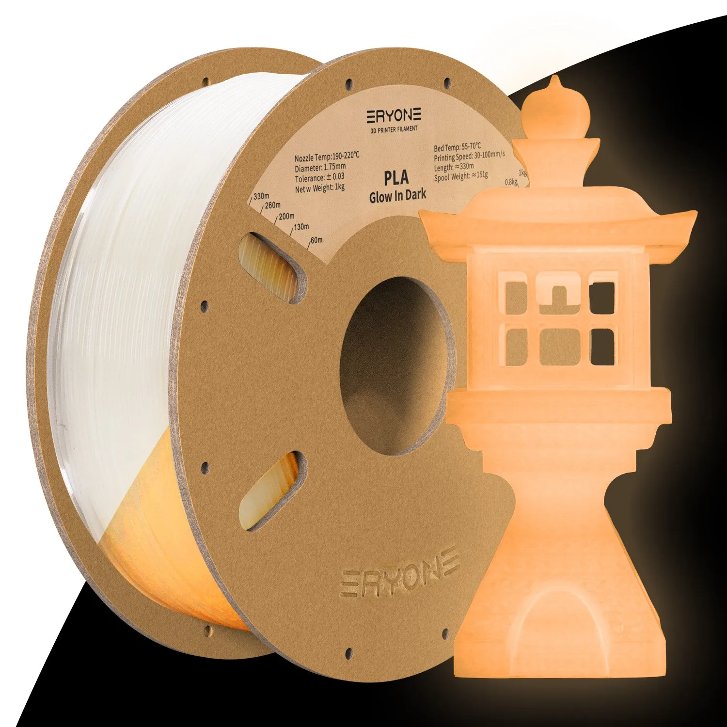 ERYONE Luminous PLA 3D Printer Filament 1.75mm, Dimensional Accuracy  /- 0.05 mm, 1kg (2.2LBS) / Spool