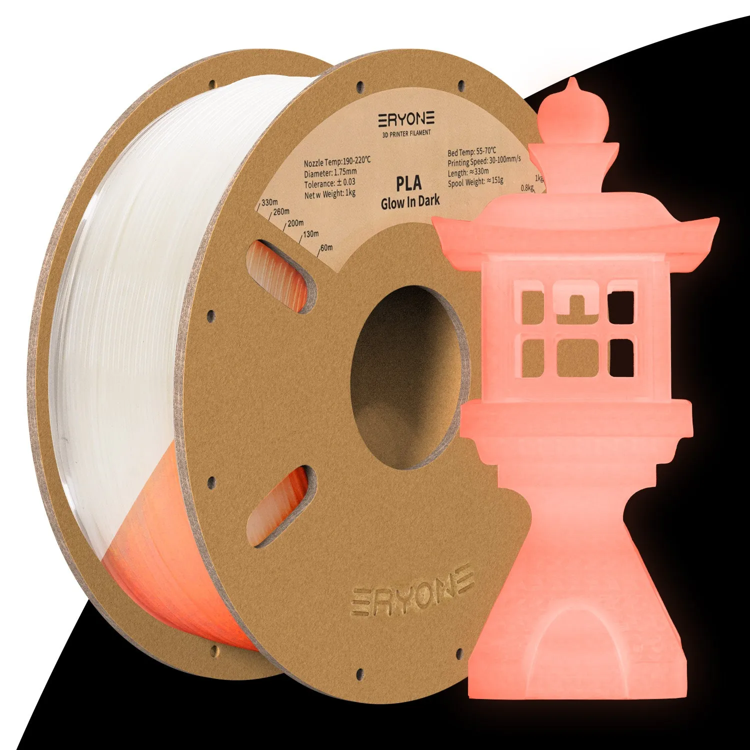 ERYONE Luminous PLA 3D Printer Filament 1.75mm, Dimensional Accuracy  /- 0.05 mm, 1kg (2.2LBS) / Spool