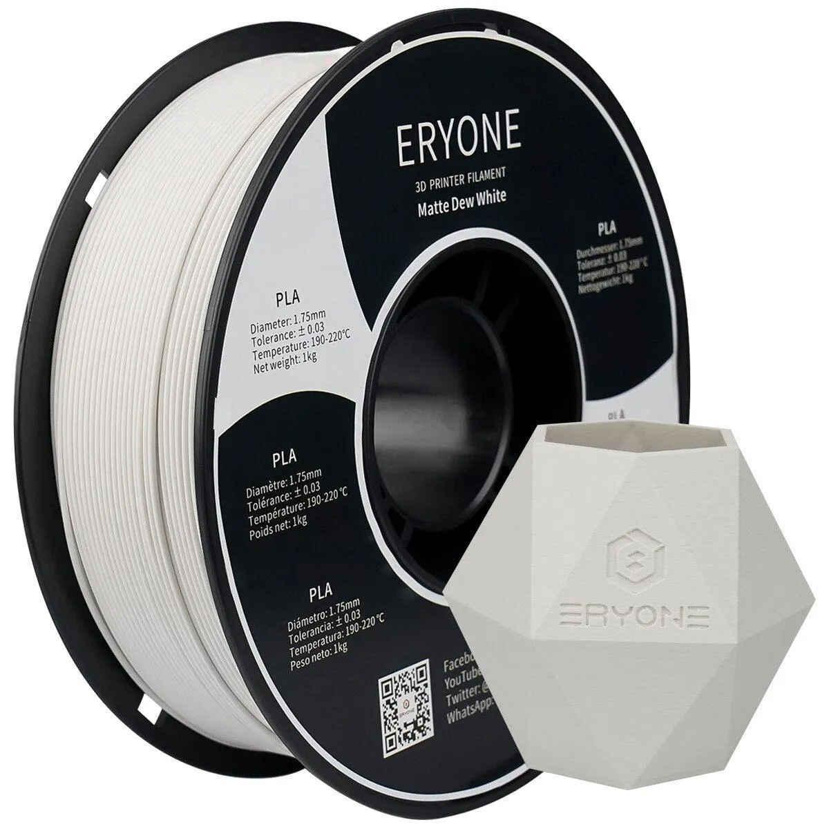 ERYONE Matte PLA Filament: 1kg 1.75mm 3D Printer Filament