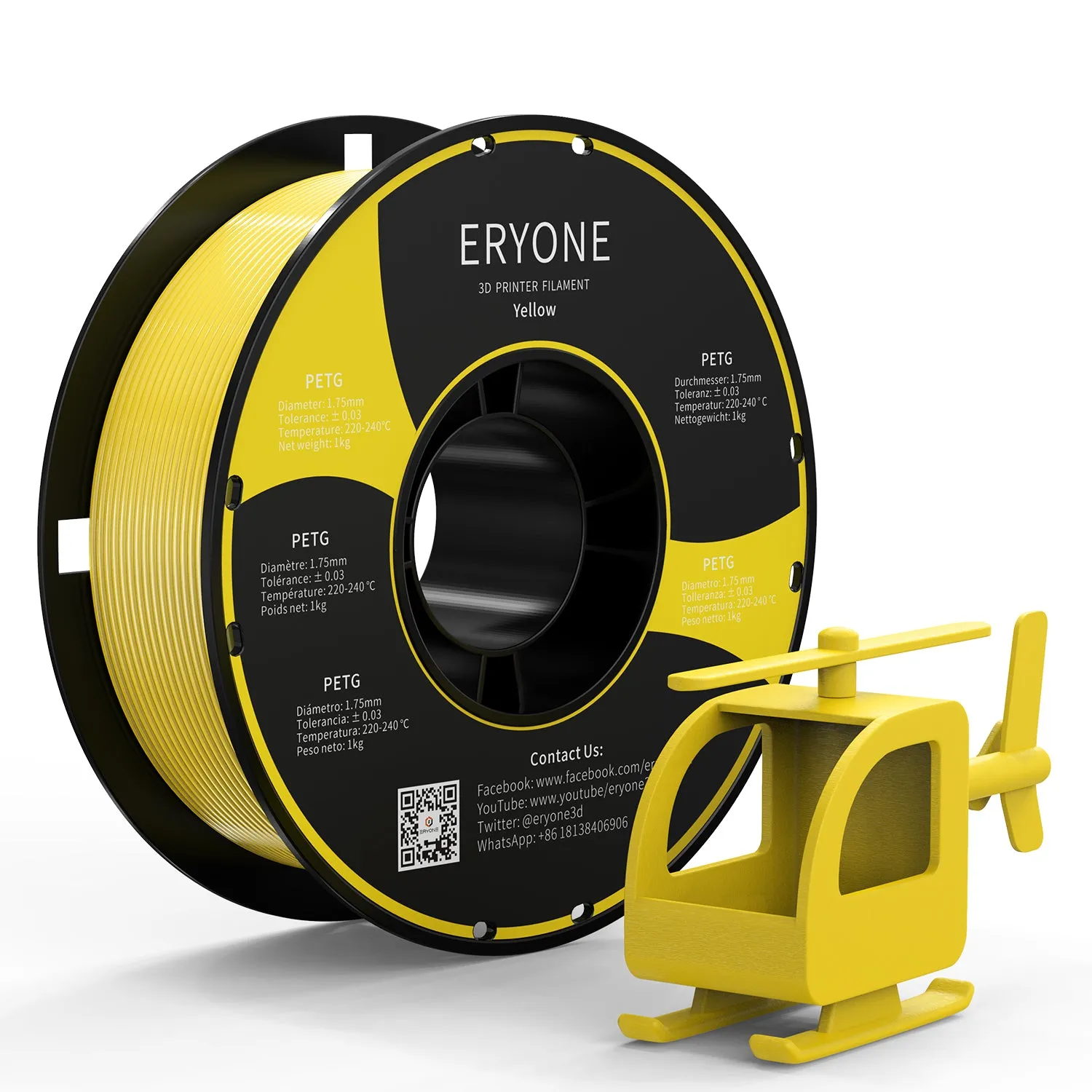 ERYONE PETG Filament, 1.75mm ±0.03mm Filament for 3D Printer, 1KG(2.2LBS)/ Spool