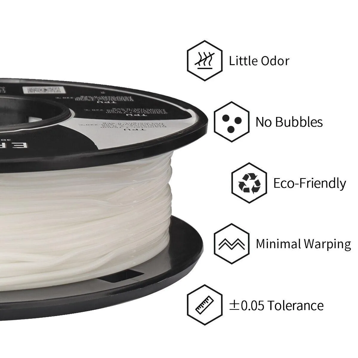 ERYONE TPU Filament 500g 0.5kg 1.75mm 3D Printer Filament White Black Blue Red Clear Make Bendy Models