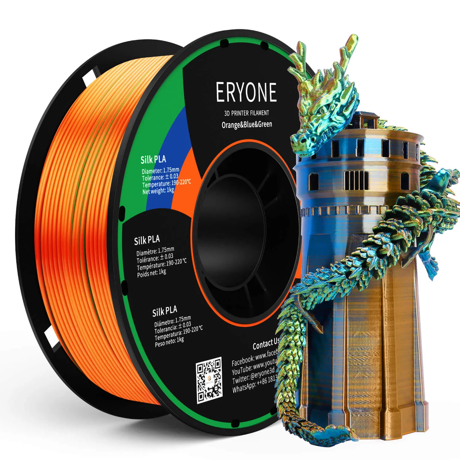 (EU only)Pre-sale- ERYONE All Series PLA 3D Filament 1kg  FREE SHIPPING(MOQ:20 rolls,can mix color)