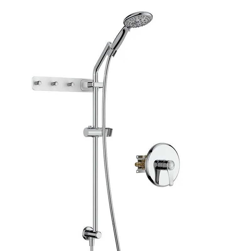 Full Slide Bar 6 Spray Modes 4.7'' Shower Head with Valve and Hook