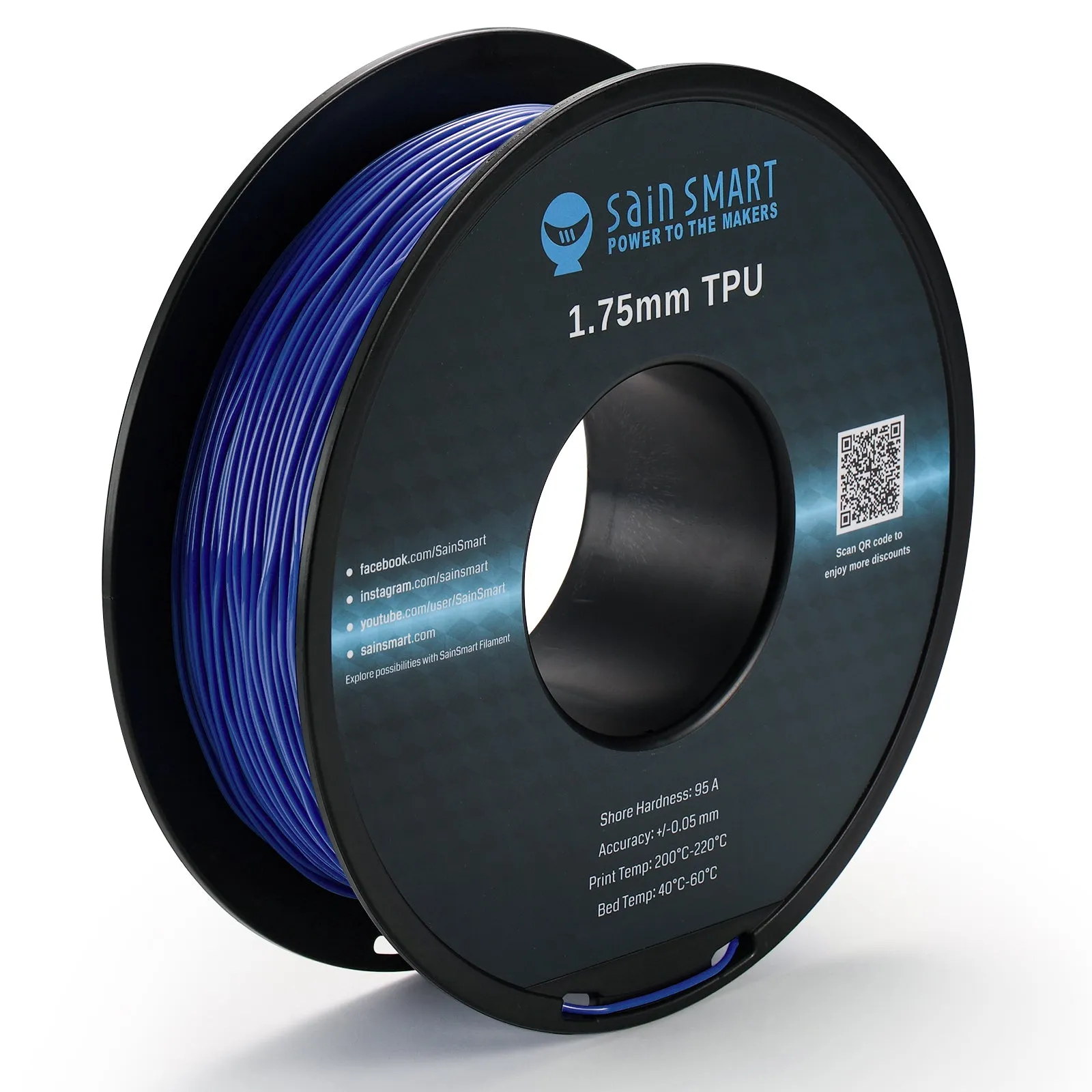 Galaxy Blue, Flexible TPU Filament 1.75mm 0.8kg/1.76lb