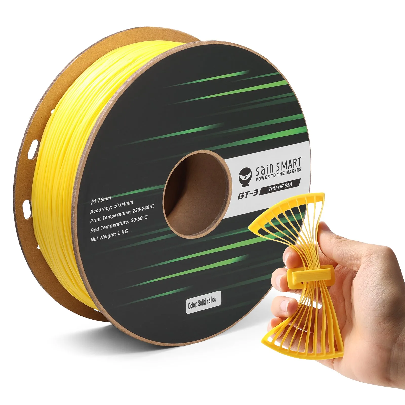 GT-3 High-Speed 95A Flexible TPU Filament, ±0.04mm, 1.75mm, 1kg, Black White Red Yellow Blue Green Transparent